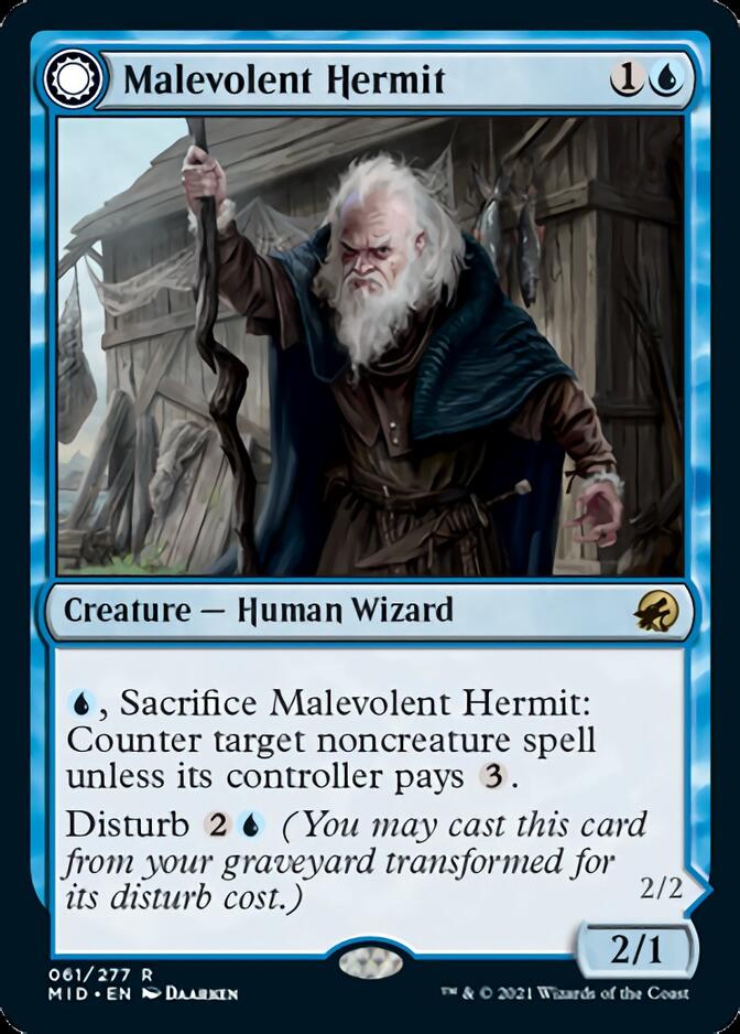 Malevolent Hermit // Benevolent Geist [Innistrad: Midnight Hunt] | Tabernacle Games