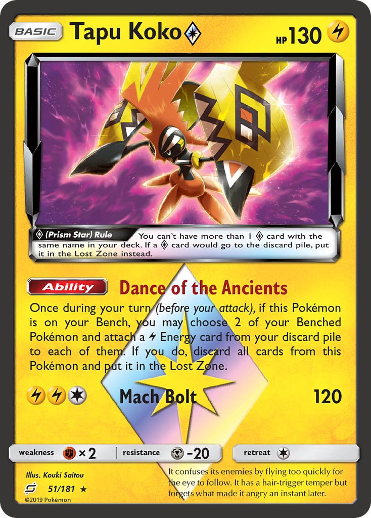 Tapu Koko (51/181) (Prism Star) [Sun & Moon: Team Up] | Tabernacle Games