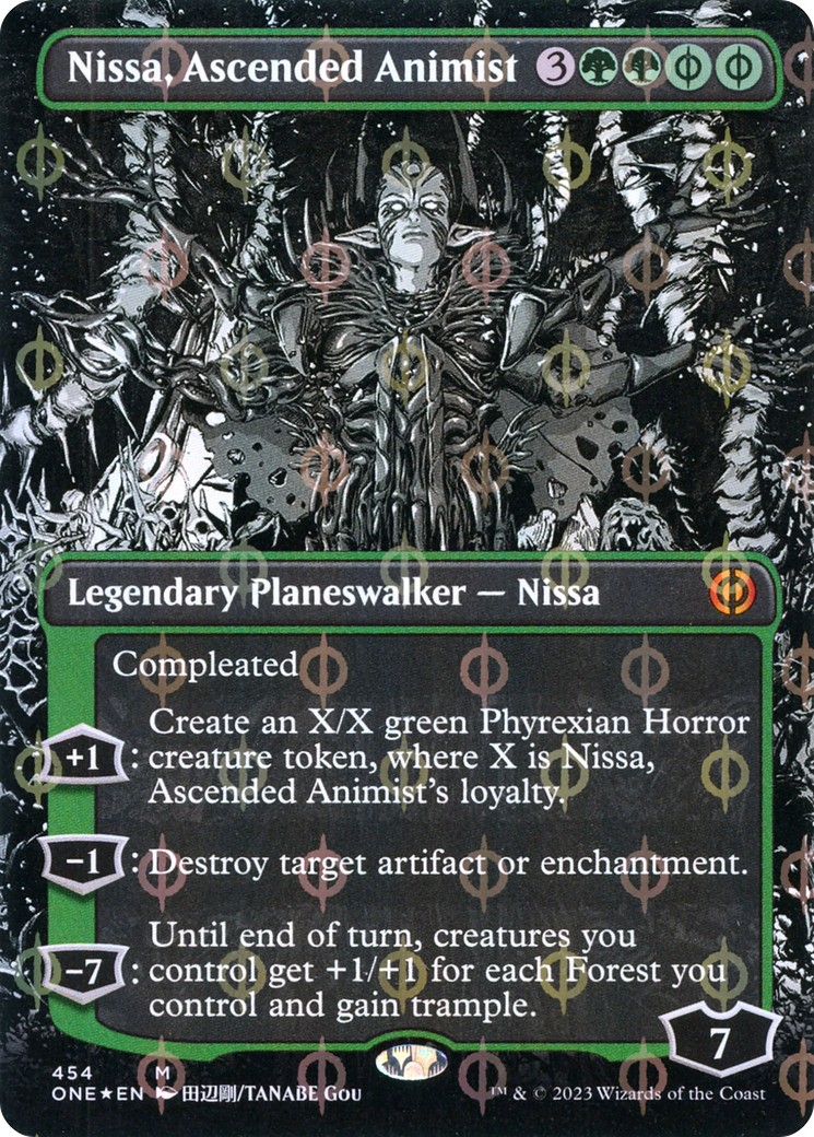 Nissa, Ascended Animist (Borderless Manga Step-and-Compleat Foil) [Phyrexia: All Will Be One] | Tabernacle Games