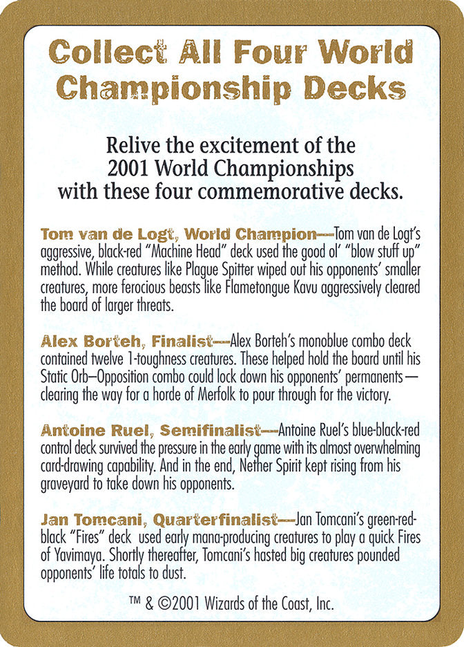 2001 World Championships Ad [World Championship Decks 2001] | Tabernacle Games
