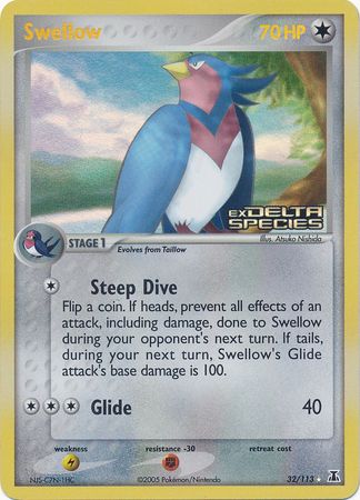 Swellow (32/113) (Stamped) [EX: Delta Species] | Tabernacle Games