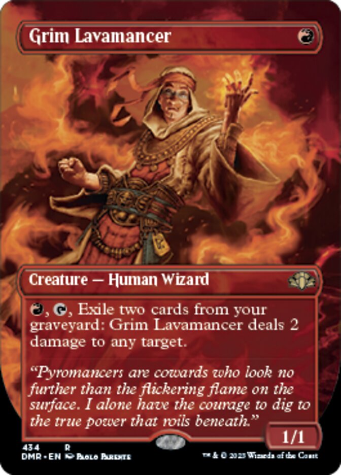 Grim Lavamancer (Borderless Alternate Art) [Dominaria Remastered] | Tabernacle Games