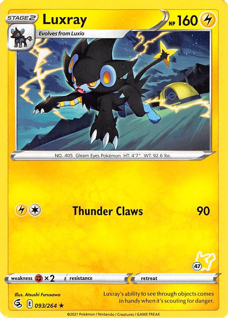 Luxray (093/264) (Pikachu Stamp #47) [Battle Academy 2022] | Tabernacle Games