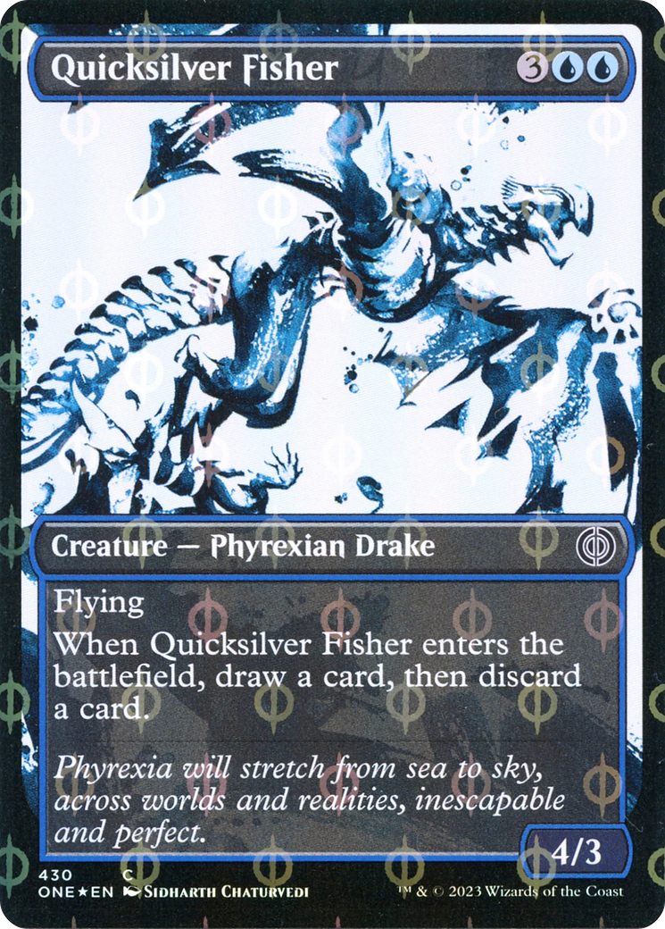 Quicksilver Fisher (Showcase Ichor Step-and-Compleat Foil) [Phyrexia: All Will Be One] | Tabernacle Games