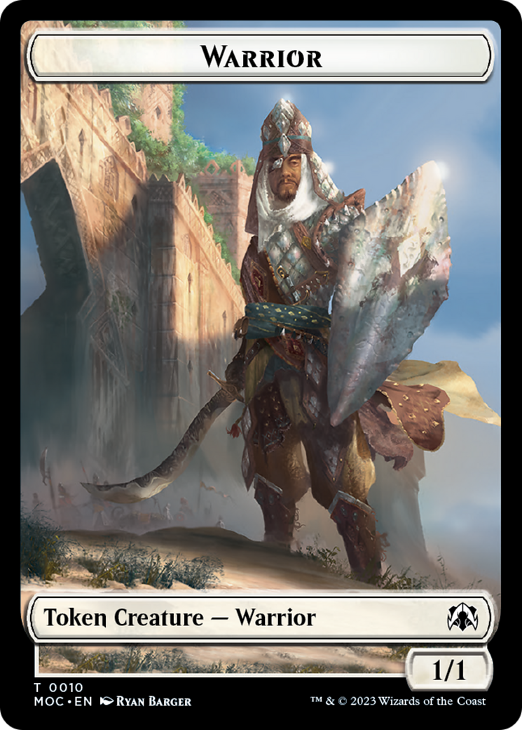 Warrior // Elspeth, Sun's Champion Emblem Double-Sided Token [March of the Machine Commander Tokens] | Tabernacle Games