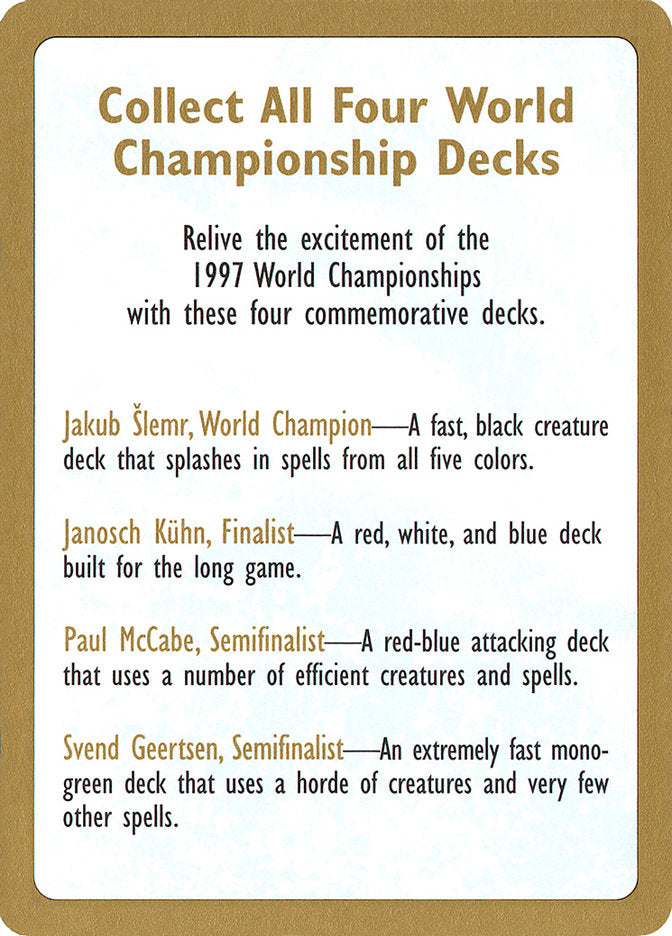 1997 World Championships Ad [World Championship Decks 1997] | Tabernacle Games