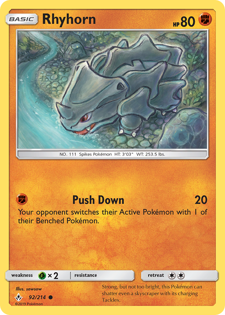 Rhyhorn (92/214) [Sun & Moon: Unbroken Bonds] | Tabernacle Games