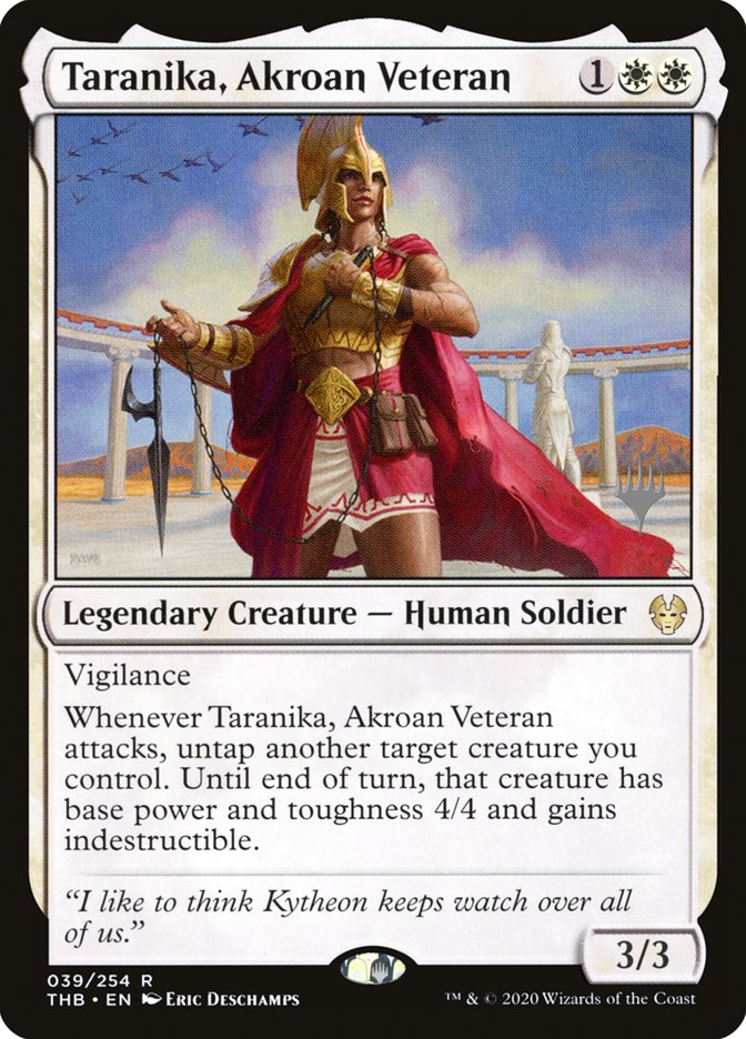 Taranika, Akroan Veteran (Promo Pack) [Theros Beyond Death Promos] | Tabernacle Games