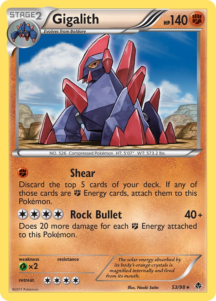 Gigalith (53/98) (Cracked Ice Holo) (Blister Exclusive) [Black & White: Emerging Powers] | Tabernacle Games