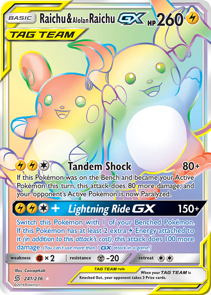 Raichu & Alolan Raichu GX (241/236) [Sun & Moon: Unified Minds] | Tabernacle Games