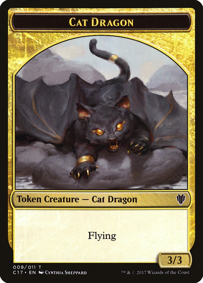 Cat Dragon // Dragon (007) Double-sided Token [Commander 2017 Tokens] | Tabernacle Games