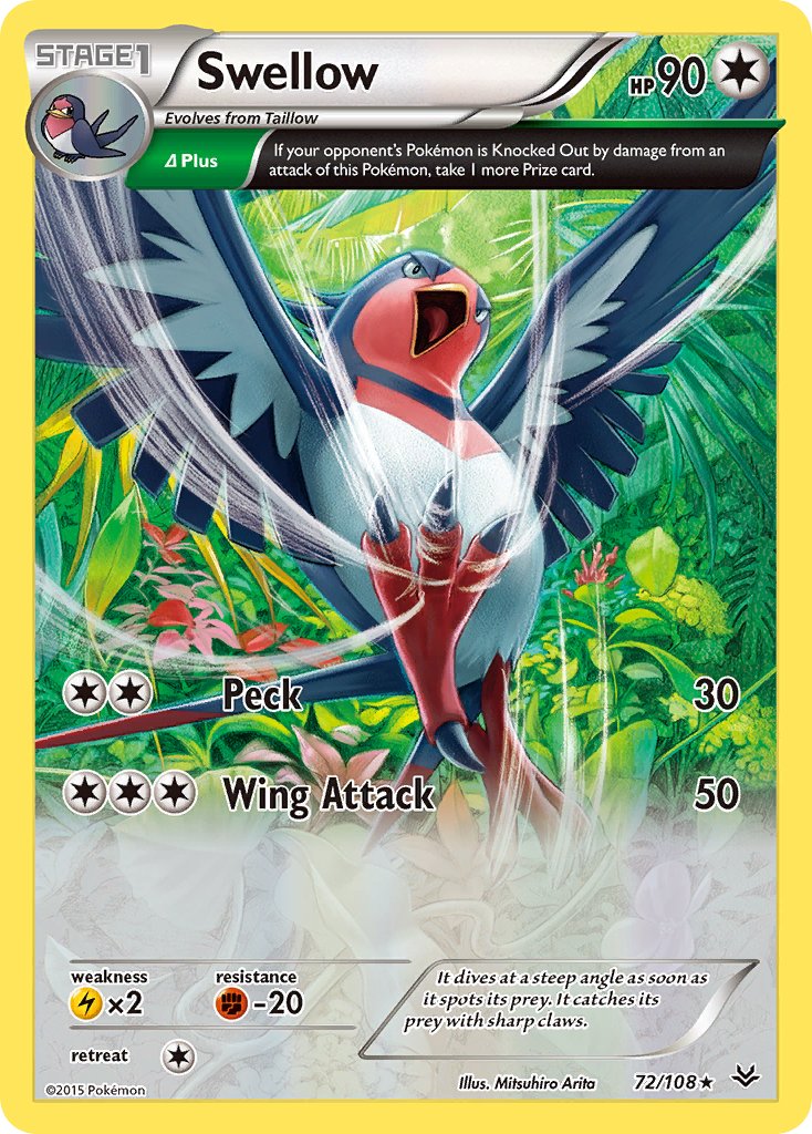 Swellow (72/108) (Theme Deck Exclusive) [XY: Roaring Skies] | Tabernacle Games