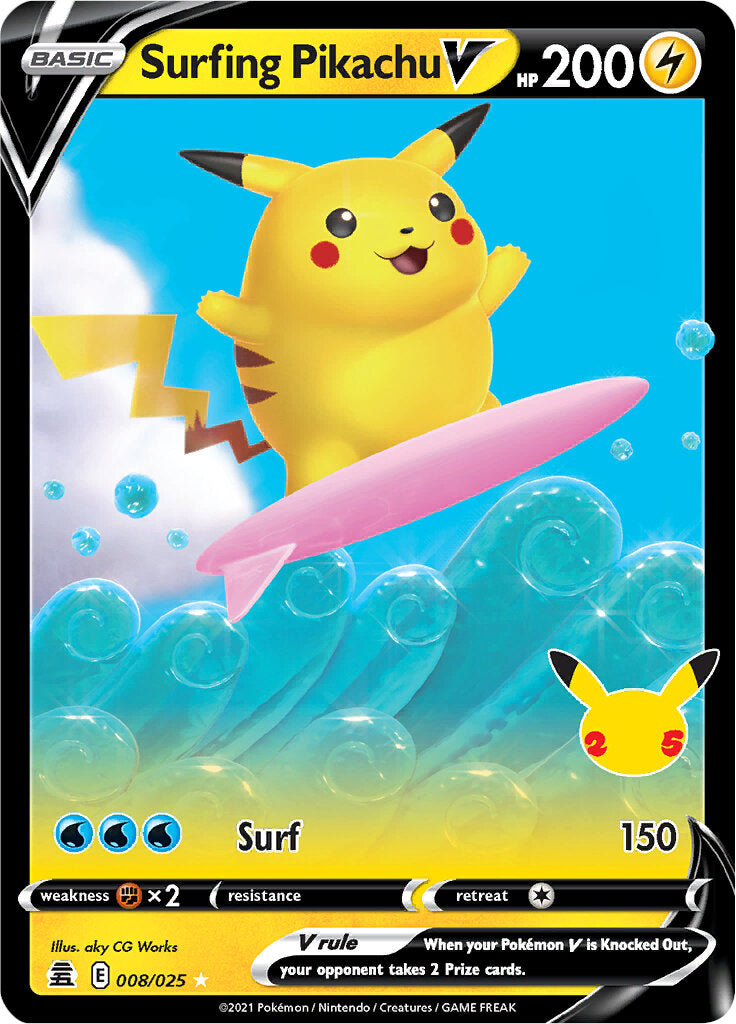 Surfing Pikachu V (008/025) [Celebrations: 25th Anniversary] | Tabernacle Games