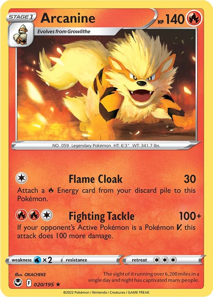 Arcanine (020/195) [Sword & Shield: Silver Tempest] | Tabernacle Games