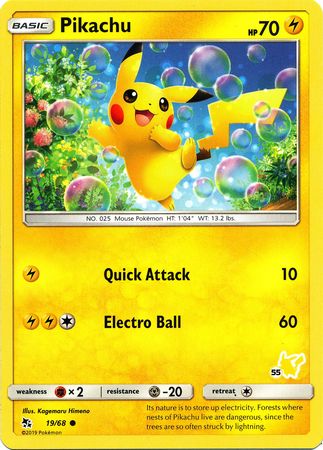 Pikachu (19/68) (Pikachu Stamp #55) [Battle Academy 2020] | Tabernacle Games