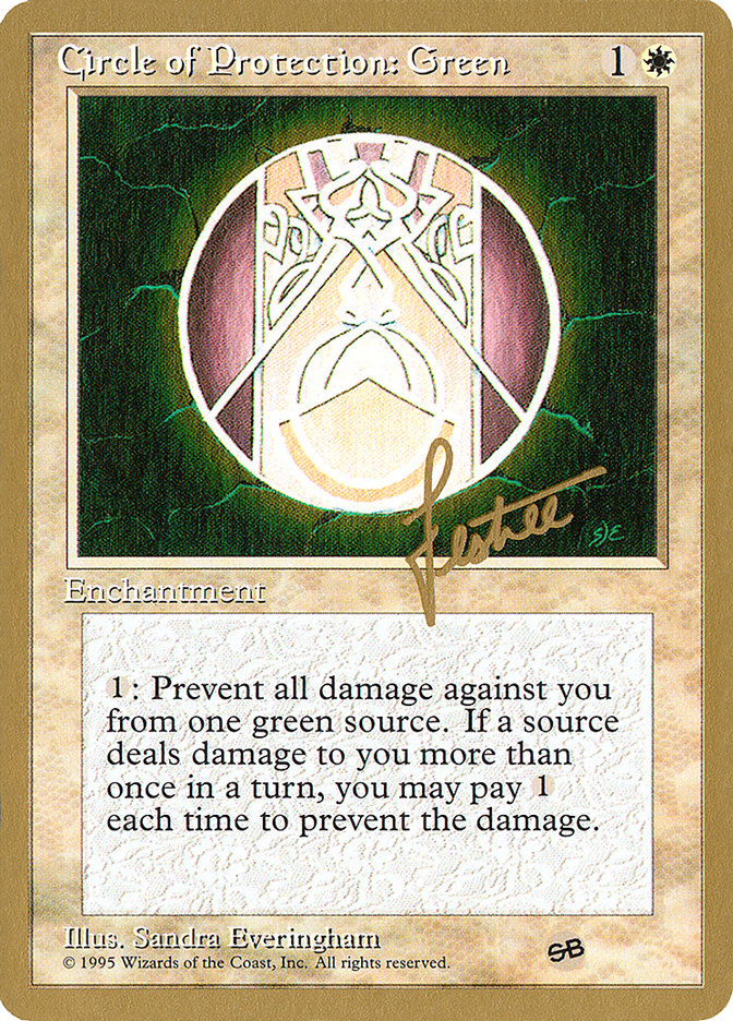 Circle of Protection: Green (Bertrand Lestree) (SB) (4ED) [Pro Tour Collector Set] | Tabernacle Games
