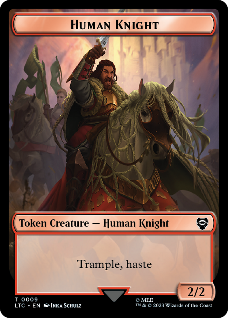 Human Knight // Human Double-Sided Token [The Lord of the Rings: Tales of Middle-Earth Commander Tokens] | Tabernacle Games