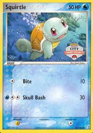 Squirtle (63/100) (City Championship Promo) [EX: Crystal Guardians] | Tabernacle Games