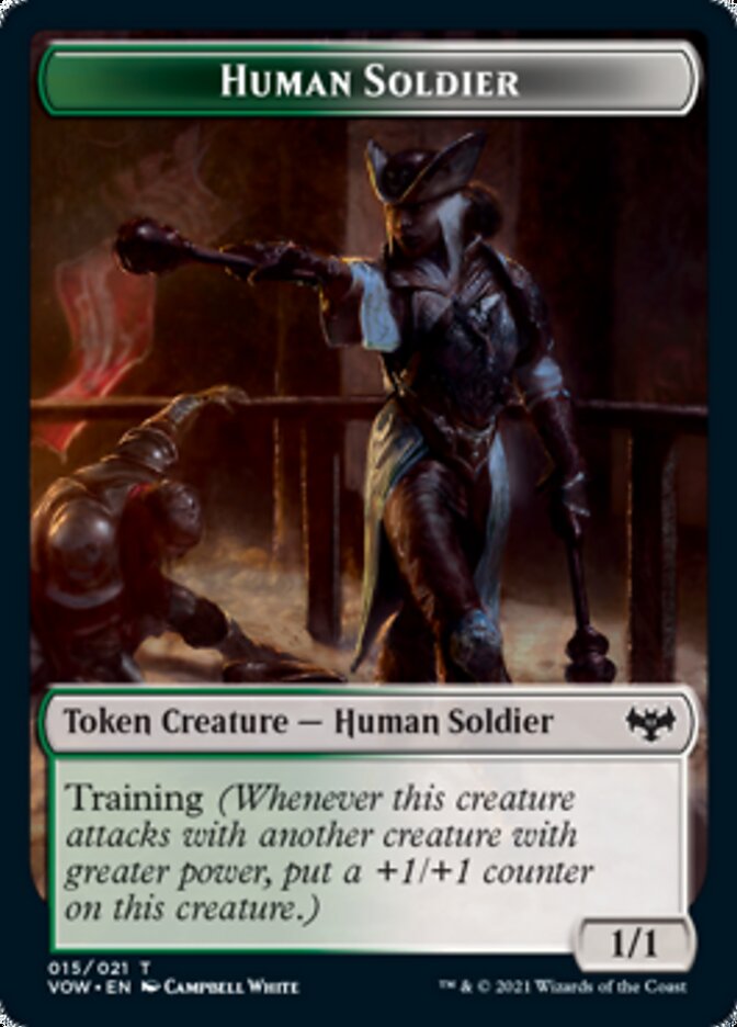 Zombie (008) // Human Soldier Double-sided Token [Innistrad: Crimson Vow Tokens] | Tabernacle Games