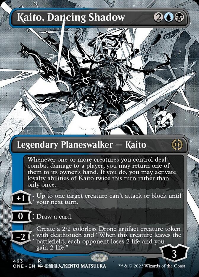 Kaito, Dancing Shadow (Borderless Manga Step-and-Compleat Foil) [Phyrexia: All Will Be One] | Tabernacle Games