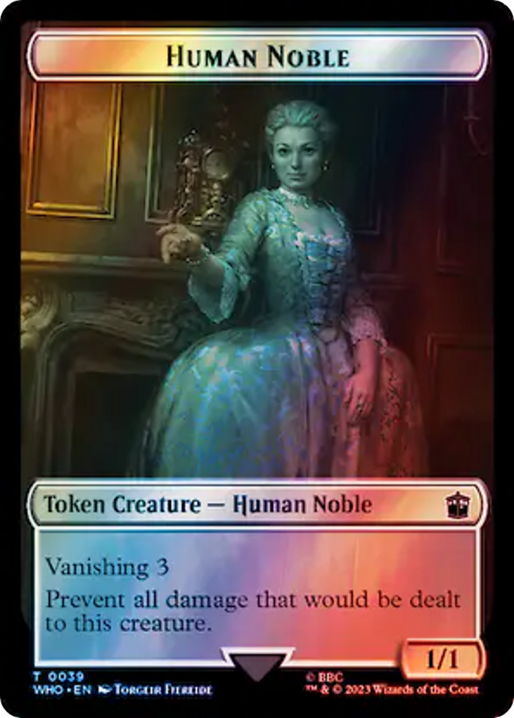 Human Noble // Beast Double-Sided Token (Surge Foil) [Doctor Who Tokens] | Tabernacle Games