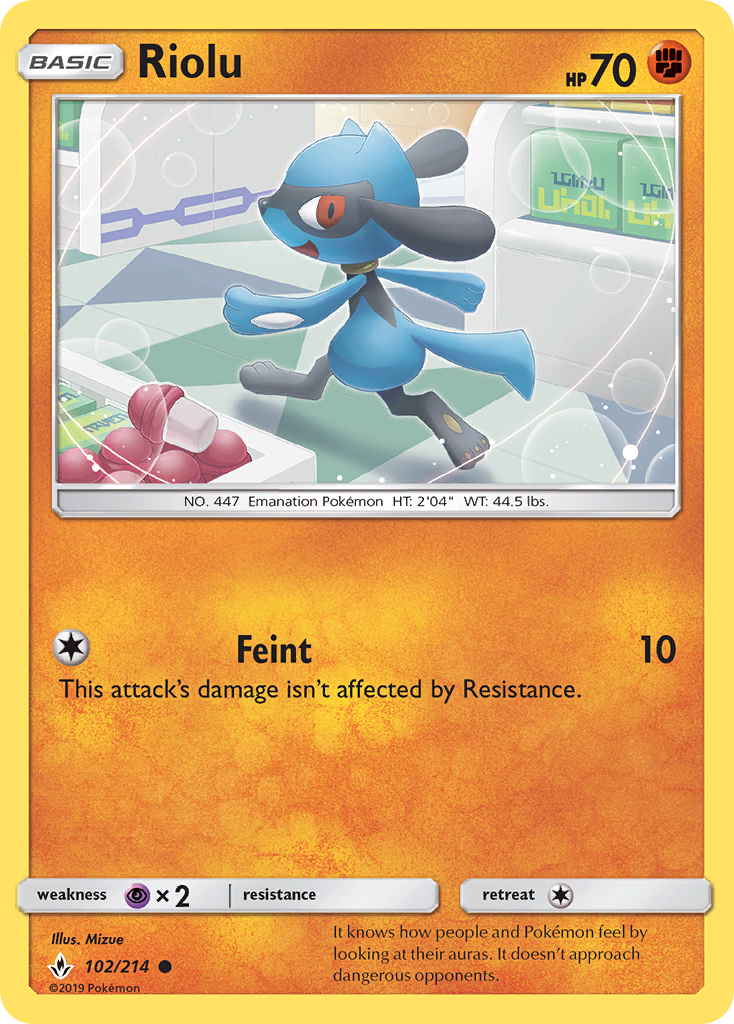 Riolu (102/214) [Sun & Moon: Unbroken Bonds] | Tabernacle Games