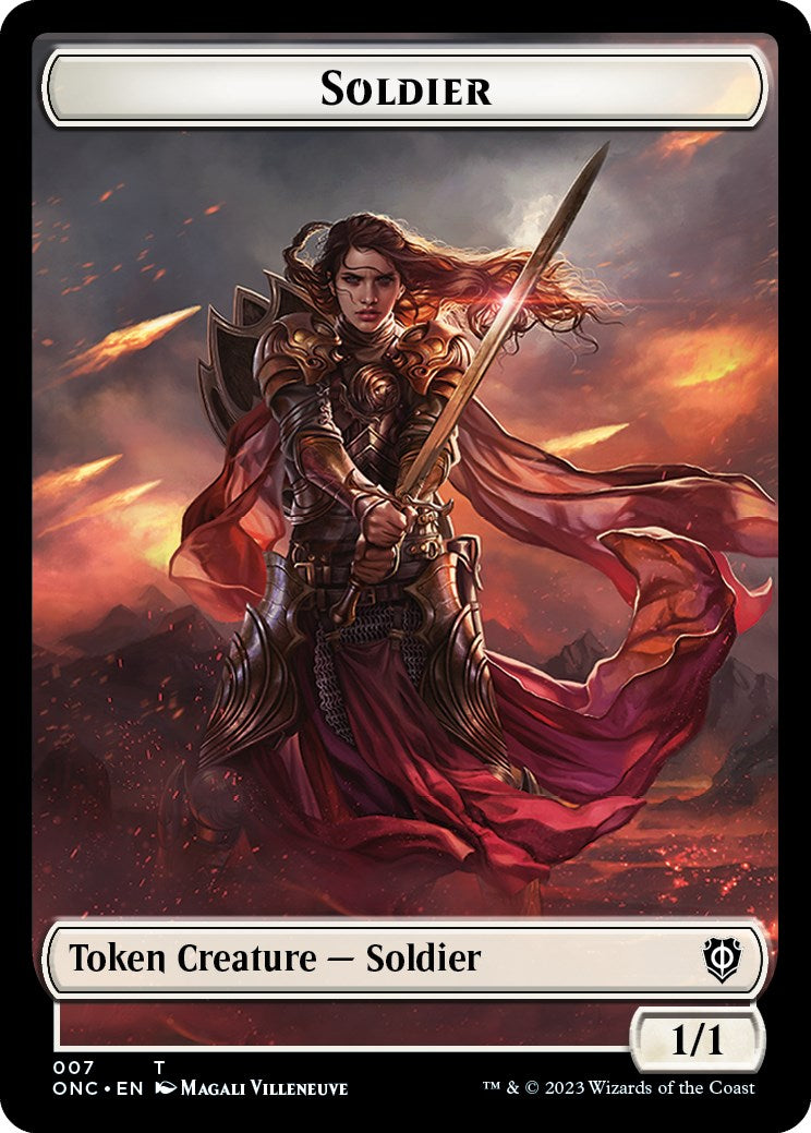 Soldier (007) // Angel Double-Sided Token [Phyrexia: All Will Be One Commander Tokens] | Tabernacle Games