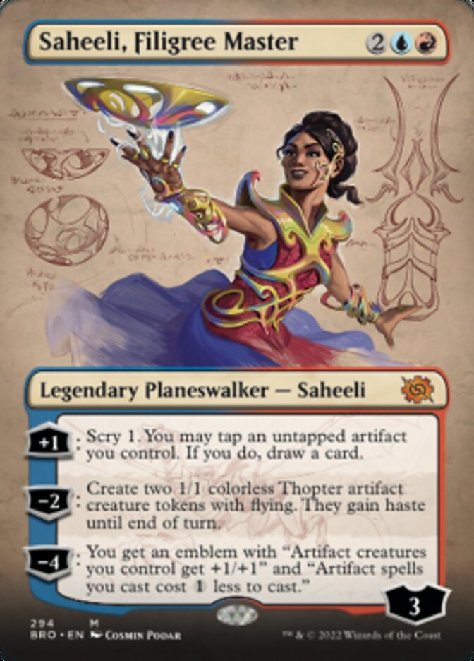 Saheeli, Filigree Master (Borderless Alternate Art) [The Brothers' War] | Tabernacle Games