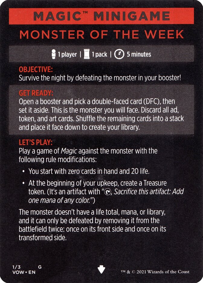 Monster of The Week (Magic Minigame) [Innistrad: Crimson Vow Minigame] | Tabernacle Games