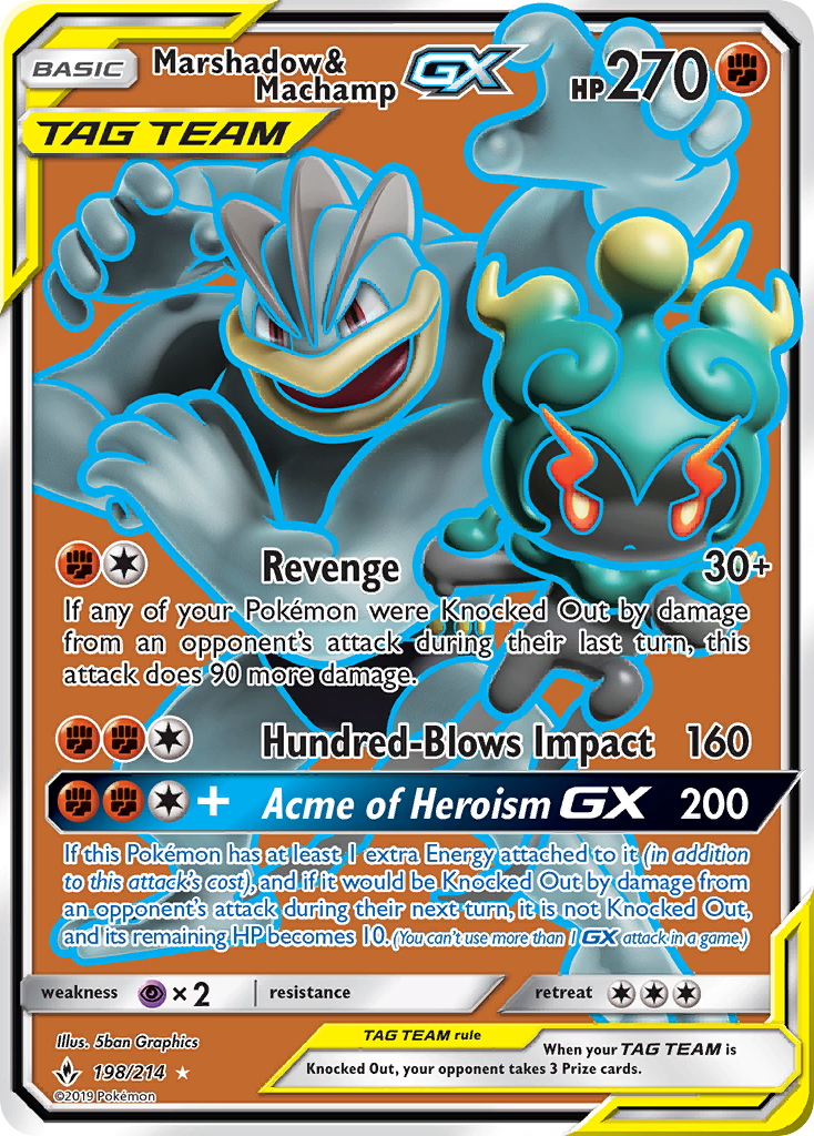 Marshadow & Machamp GX (198/214) [Sun & Moon: Unbroken Bonds] | Tabernacle Games