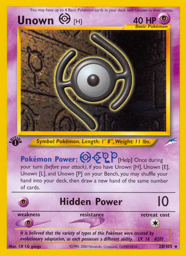 Unown [H] (28/105) [Neo Destiny 1st Edition] | Tabernacle Games