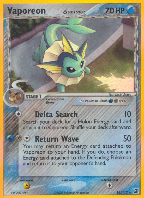 Vaporeon (18/113) (Delta Species) [EX: Delta Species] | Tabernacle Games