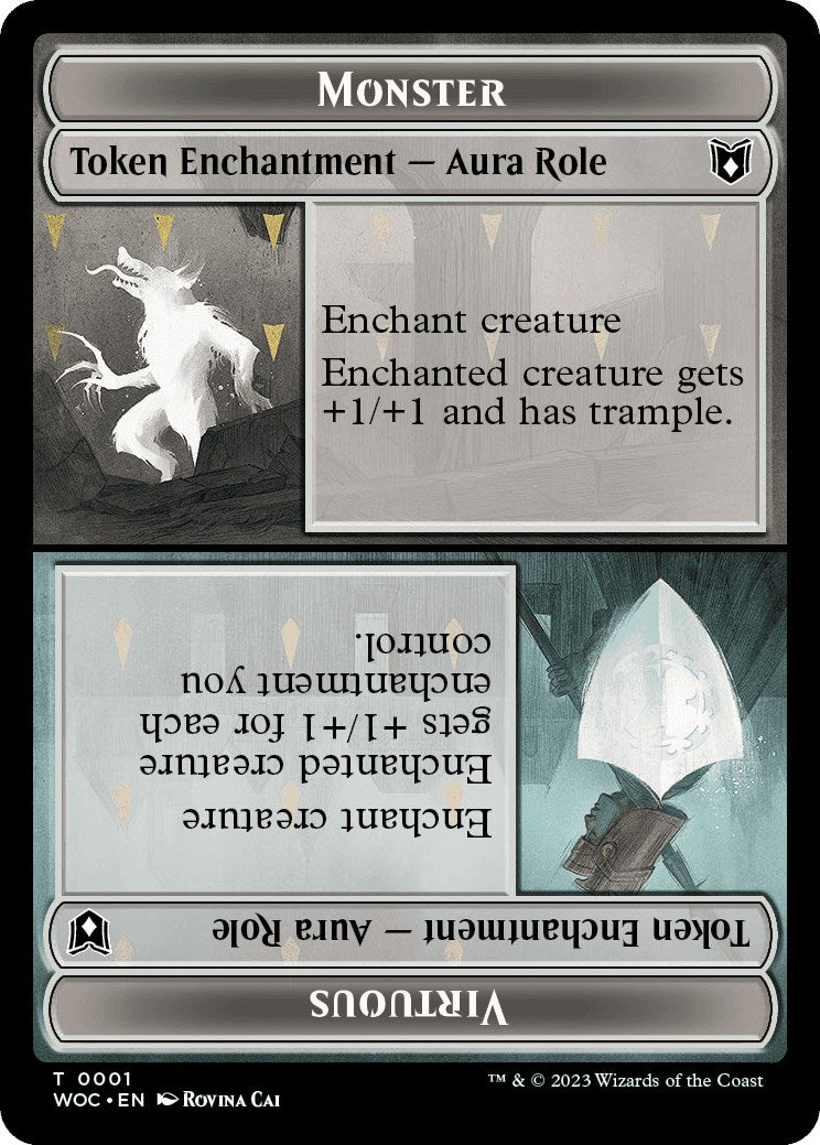 Monster Role / Virtuous Role // Royal Role / Virtuous Role Double-Sided Token [Wilds of Eldraine Commander Tokens] | Tabernacle Games