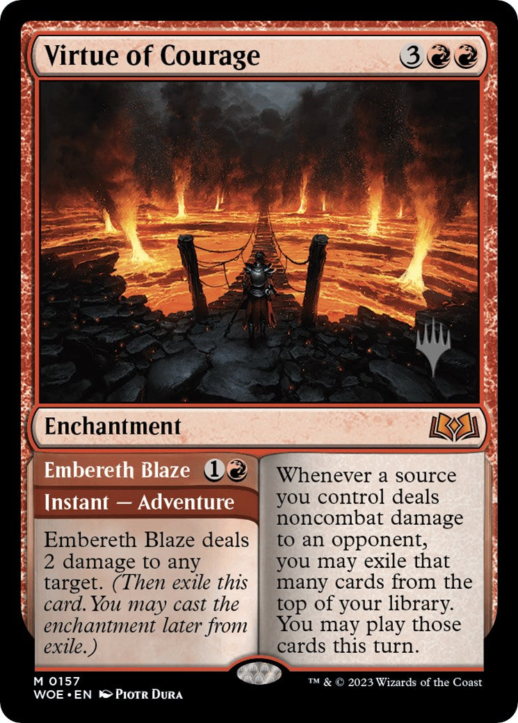 Virtue of Courage //Embereth Blaze (Promo Pack) [Wilds of Eldraine Promos] | Tabernacle Games