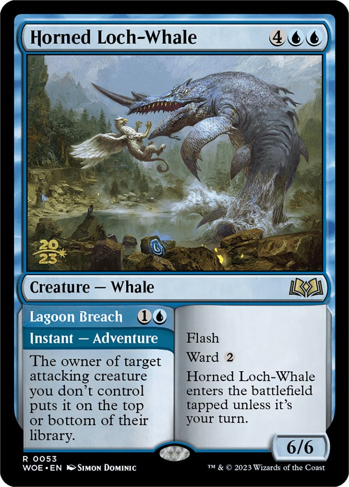 Horned Loch-Whale // Lagoon Breach [Wilds of Eldraine Prerelease Promos] | Tabernacle Games