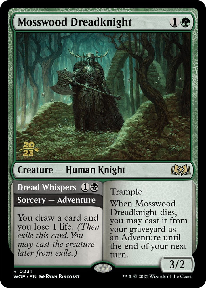 Mosswood Dreadknight // Dread Whispers [Wilds of Eldraine Prerelease Promos] | Tabernacle Games