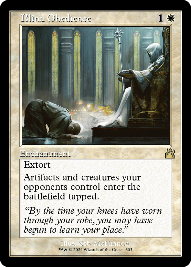 Blind Obedience (Retro Frame) [Ravnica Remastered] | Tabernacle Games