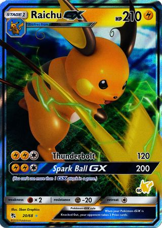 Raichu GX (20/68) (Pikachu Stamp #60) [Battle Academy 2020] | Tabernacle Games