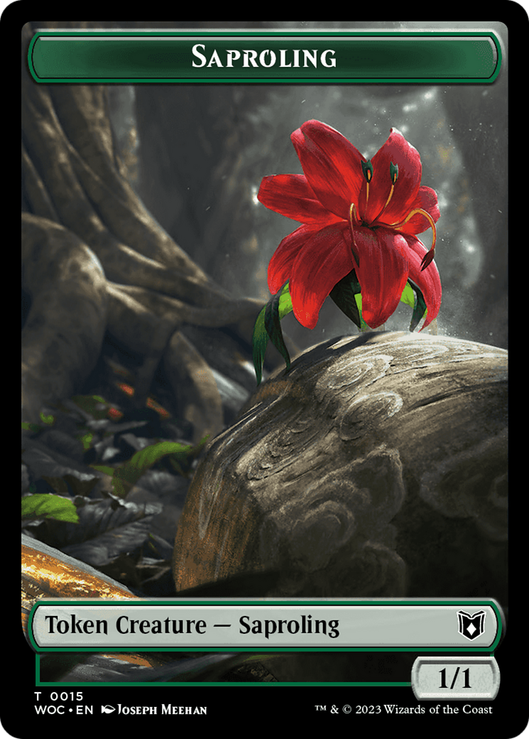 Faerie // Saproling Double-Sided Token [Wilds of Eldraine Commander Tokens] | Tabernacle Games