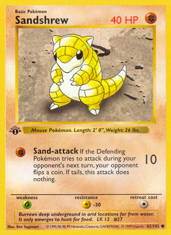 Sandshrew (62/102) (Shadowless) [Base Set 1st Edition] | Tabernacle Games