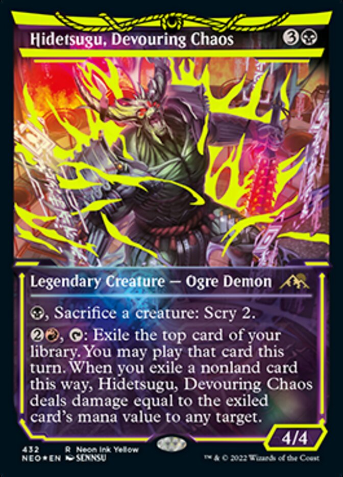 Hidetsugu, Devouring Chaos (Neon Ink Yellow) [Kamigawa: Neon Dynasty] | Tabernacle Games