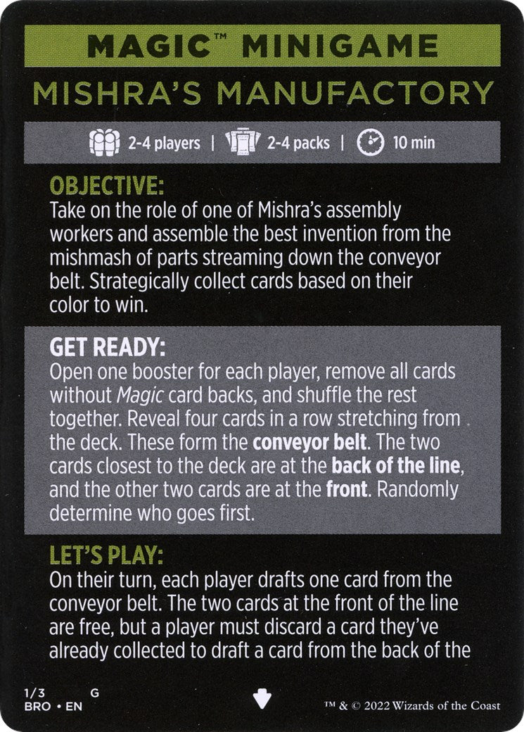 Mishra's Manufactory (Magic Minigame) [The Brothers' War Minigame] | Tabernacle Games