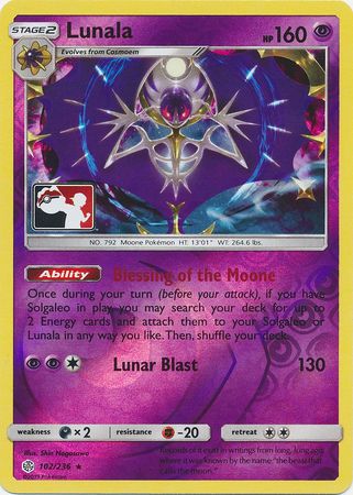 Lunala (102/236) (Pokemon Club Special Print) [Sun & Moon: Cosmic Eclipse] | Tabernacle Games