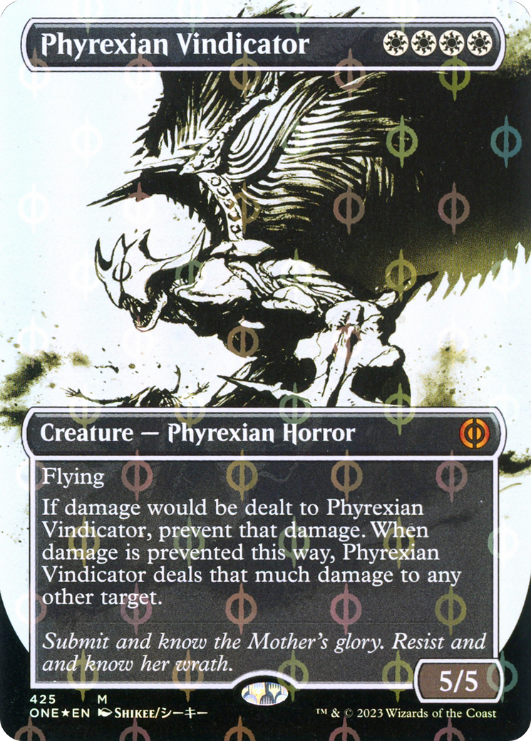 Phyrexian Vindicator (Borderless Ichor Step-and-Compleat Foil) [Phyrexia: All Will Be One] | Tabernacle Games