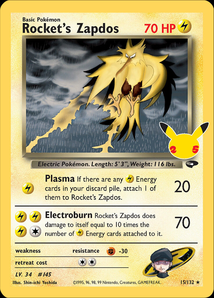 Rocket's Zapdos (15/132) [Celebrations: 25th Anniversary - Classic Collection] | Tabernacle Games