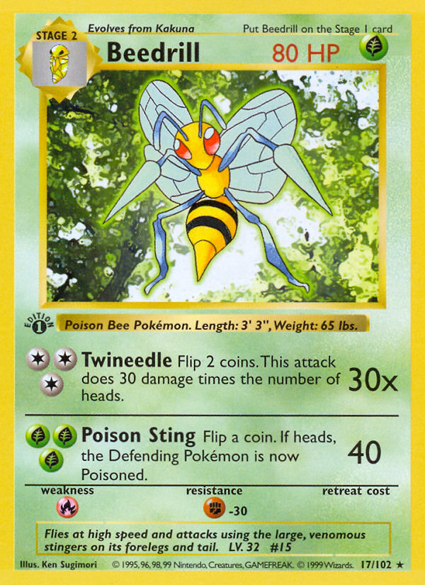 Beedrill (17/102) (Shadowless) [Base Set 1st Edition] | Tabernacle Games