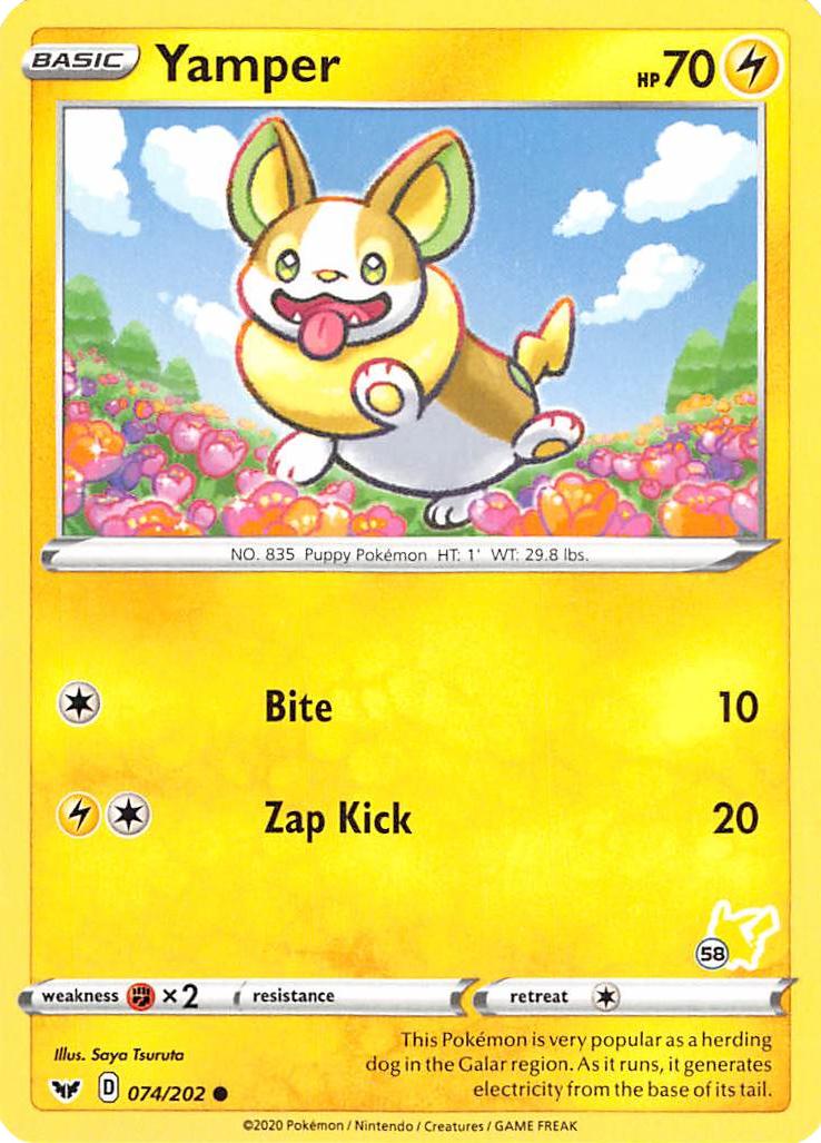 Yamper (074/202) (Pikachu Stamp #58) [Battle Academy 2022] | Tabernacle Games