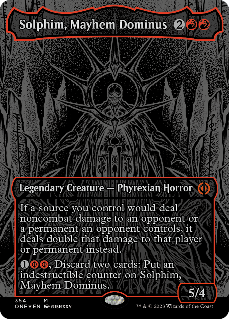 Solphim, Mayhem Dominus (Oil Slick Raised Foil) [Phyrexia: All Will Be One] | Tabernacle Games