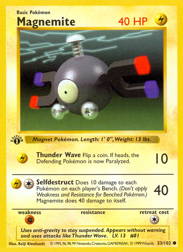 Magnemite (53/102) (Shadowless) [Base Set 1st Edition] | Tabernacle Games