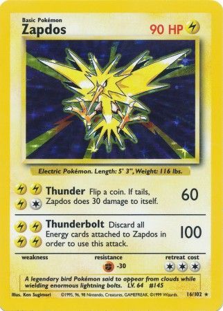 Zapdos (16/102) [Base Set Unlimited] | Tabernacle Games